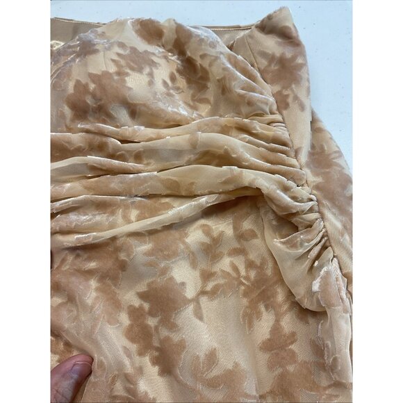 Revelry Jade Floral Burnout‎ Dress Gown One Shoulder Champagne Size 16 NWT - Picture 7 of 15